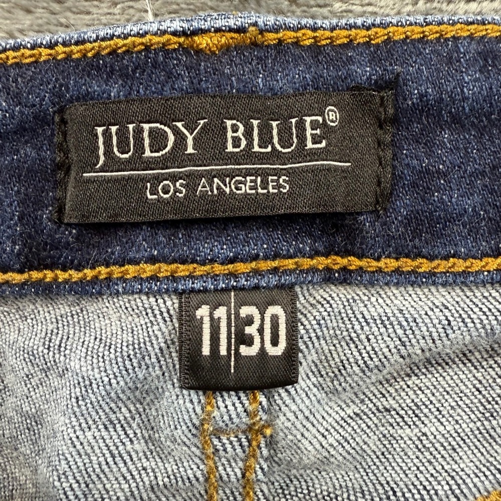 Judy Blue Wide Leg Raw Hem Jeans Dark Wash High Rise Size 11/30 High Rise - Picture 2 of 11